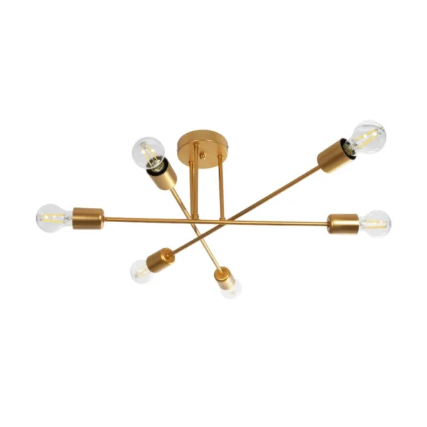 GloboStar® SPIDI 203-0114 Μοντέρνο Φωτιστικό Οροφής Πλέγμα Πολύφωτο 6 x E27 IP20 Ροζ Χρυσό Μέταλλο - Μ61 x Π61 x Υ37cm - Image 4
