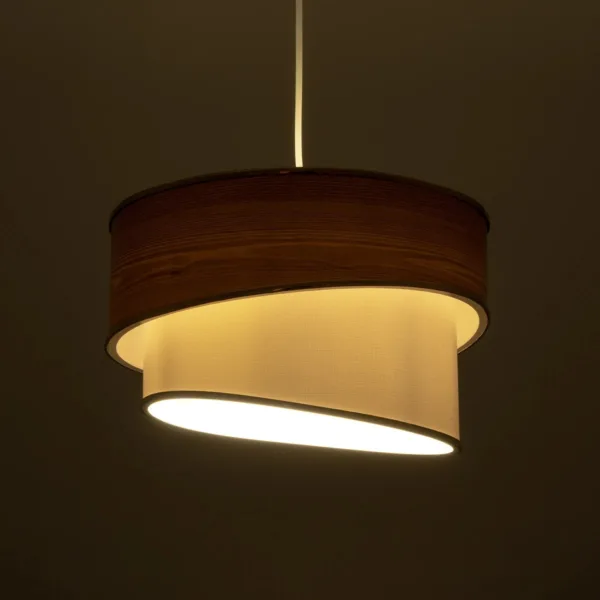 GloboStar® SONIA 203-0119 Μοντέρνο Κρεμαστό Φωτιστικό Καπέλο Μονόφωτο 1 x E27 IP20 Καφέ & Μπεζ Ύφασμα με Χρυσή Λεπτομέρεια - Μ30 x Π30 x Υ90 cm - Image 2