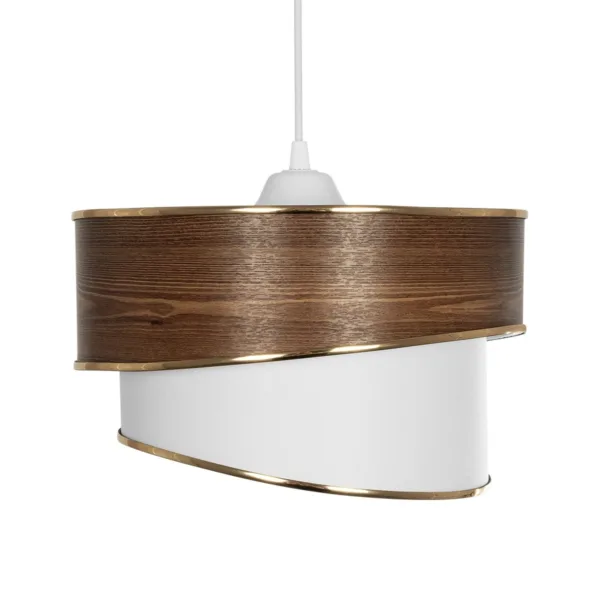 GloboStar® SONIA 203-0119 Μοντέρνο Κρεμαστό Φωτιστικό Καπέλο Μονόφωτο 1 x E27 IP20 Καφέ & Μπεζ Ύφασμα με Χρυσή Λεπτομέρεια - Μ30 x Π30 x Υ90 cm - Image 4