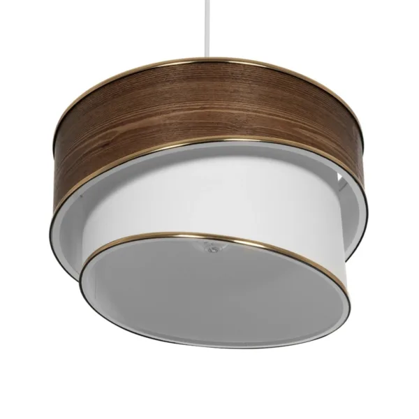 GloboStar® SONIA 203-0119 Μοντέρνο Κρεμαστό Φωτιστικό Καπέλο Μονόφωτο 1 x E27 IP20 Καφέ & Μπεζ Ύφασμα με Χρυσή Λεπτομέρεια - Μ30 x Π30 x Υ90 cm - Image 5