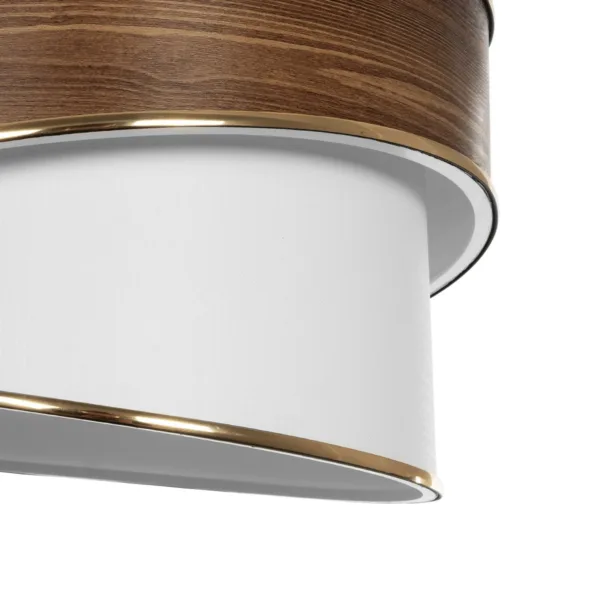 GloboStar® SONIA 203-0119 Μοντέρνο Κρεμαστό Φωτιστικό Καπέλο Μονόφωτο 1 x E27 IP20 Καφέ & Μπεζ Ύφασμα με Χρυσή Λεπτομέρεια - Μ30 x Π30 x Υ90 cm - Image 7