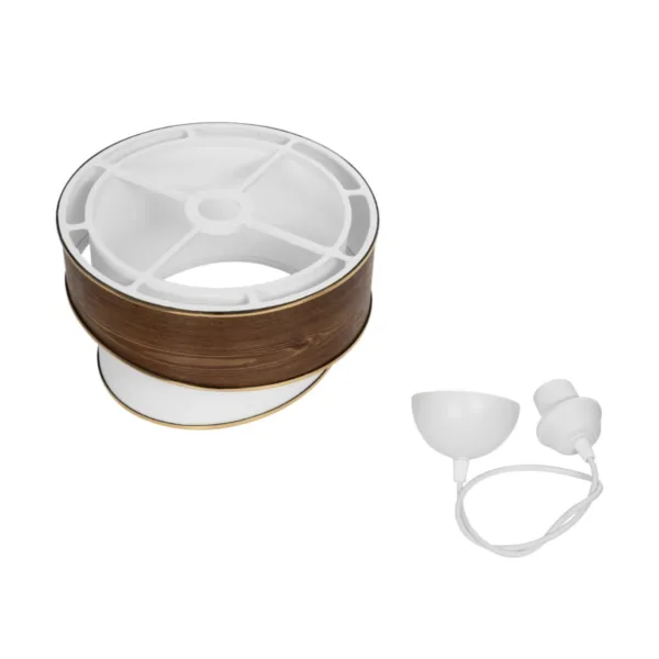 GloboStar® SONIA 203-0119 Μοντέρνο Κρεμαστό Φωτιστικό Καπέλο Μονόφωτο 1 x E27 IP20 Καφέ & Μπεζ Ύφασμα με Χρυσή Λεπτομέρεια - Μ30 x Π30 x Υ90 cm - Image 9