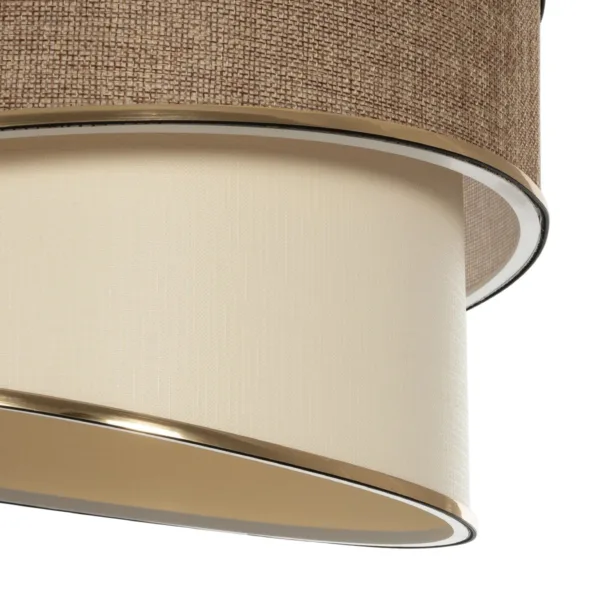 GloboStar® SONIA 203-0121 Μοντέρνο Κρεμαστό Φωτιστικό Καπέλο Μονόφωτο 1 x E27 IP20 Σκούρο Μπεζ & Μπεζ Ύφασμα με Χρυσή Λεπτομέρεια - Μ30 x Π30 x Υ90 cm - Image 7