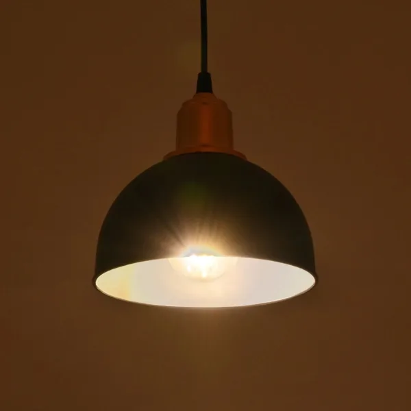 GloboStar® ΗUT 203-0145 Μοντέρνο Κρεμαστό Φωτιστικό Καμπάνα Μονόφωτο 1 x E27 IP20 Μάυρο με Χρυσό Πλαστικό - Μ17.5 x Π17.5 x Υ80cm - Image 2