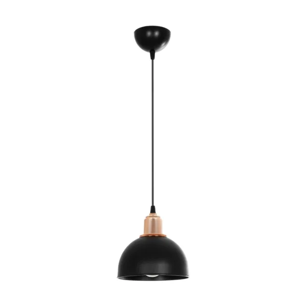 GloboStar® ΗUT 203-0145 Μοντέρνο Κρεμαστό Φωτιστικό Καμπάνα Μονόφωτο 1 x E27 IP20 Μάυρο με Χρυσό Πλαστικό - Μ17.5 x Π17.5 x Υ80cm - Image 3