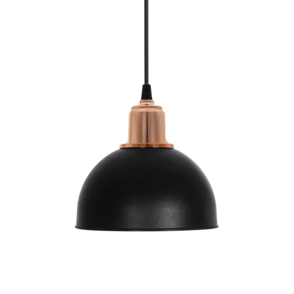 GloboStar® ΗUT 203-0145 Μοντέρνο Κρεμαστό Φωτιστικό Καμπάνα Μονόφωτο 1 x E27 IP20 Μάυρο με Χρυσό Πλαστικό - Μ17.5 x Π17.5 x Υ80cm - Image 4