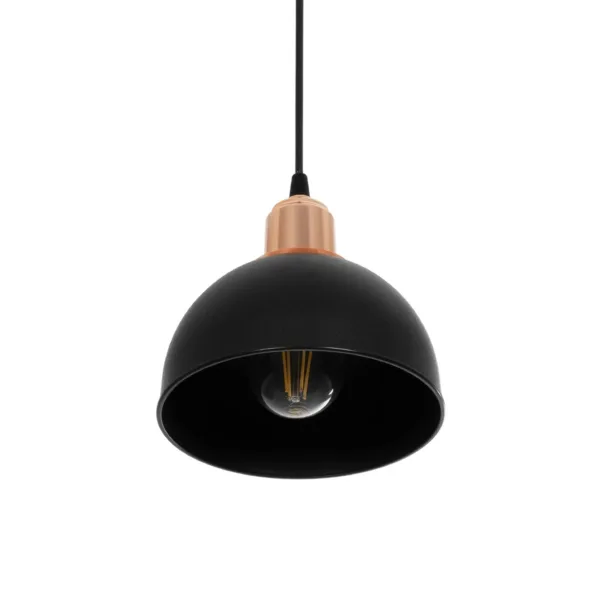 GloboStar® ΗUT 203-0145 Μοντέρνο Κρεμαστό Φωτιστικό Καμπάνα Μονόφωτο 1 x E27 IP20 Μάυρο με Χρυσό Πλαστικό - Μ17.5 x Π17.5 x Υ80cm - Image 5