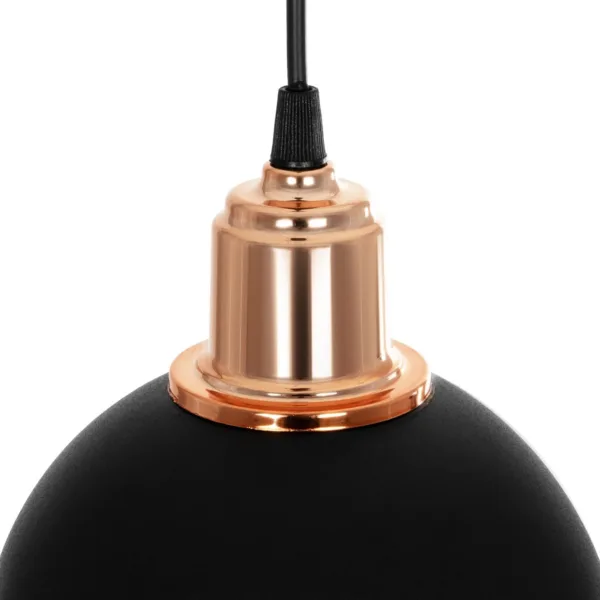 GloboStar® ΗUT 203-0145 Μοντέρνο Κρεμαστό Φωτιστικό Καμπάνα Μονόφωτο 1 x E27 IP20 Μάυρο με Χρυσό Πλαστικό - Μ17.5 x Π17.5 x Υ80cm - Image 7