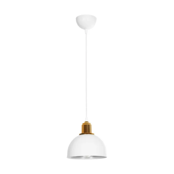 GloboStar® ΗUT 203-0147 Μοντέρνο Κρεμαστό Φωτιστικό Καμπάνα Μονόφωτο 1 x E27 IP20 Λευκό με Χρυσό Πλαστικό - Μ17.5 x Π17.5 x Υ80cm - Image 3