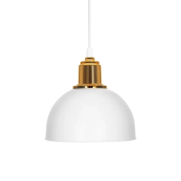 GloboStar® ΗUT 203-0147 Μοντέρνο Κρεμαστό Φωτιστικό Καμπάνα Μονόφωτο 1 x E27 IP20 Λευκό με Χρυσό Πλαστικό - Μ17.5 x Π17.5 x Υ80cm - Image 4