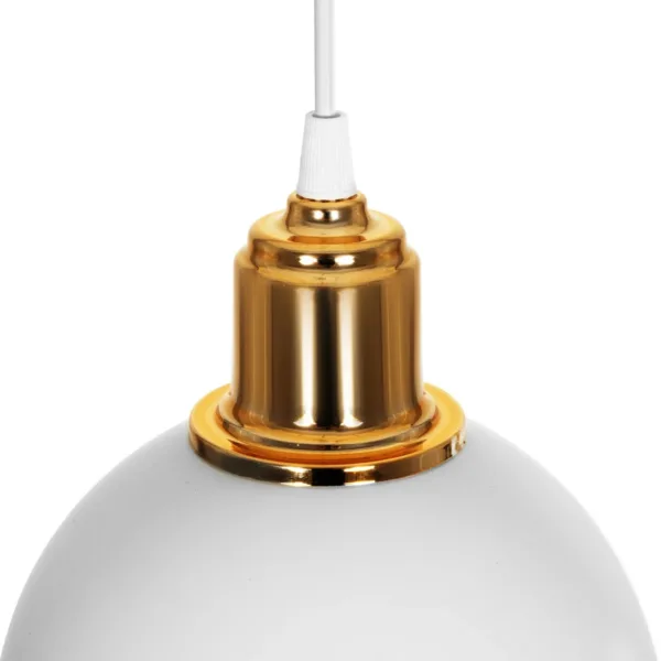GloboStar® ΗUT 203-0147 Μοντέρνο Κρεμαστό Φωτιστικό Καμπάνα Μονόφωτο 1 x E27 IP20 Λευκό με Χρυσό Πλαστικό - Μ17.5 x Π17.5 x Υ80cm - Image 7
