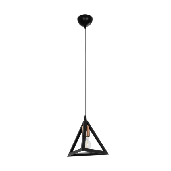 GloboStar® TRIANGLE 203-0161 Μοντέρνο Κρεμαστό Φωτιστικό Καμπάνα Μονόφωτο 1 x E27 IP20 Μάυρο με Χρυσό Πλαστικό - Μ24 x Π24 x Υ86cm - Image 3
