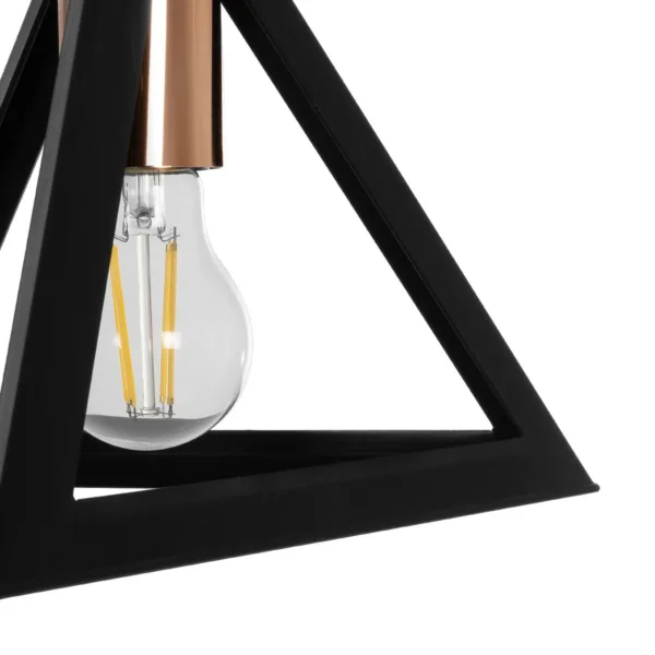 GloboStar® TRIANGLE 203-0161 Μοντέρνο Κρεμαστό Φωτιστικό Καμπάνα Μονόφωτο 1 x E27 IP20 Μάυρο με Χρυσό Πλαστικό - Μ24 x Π24 x Υ86cm - Image 7