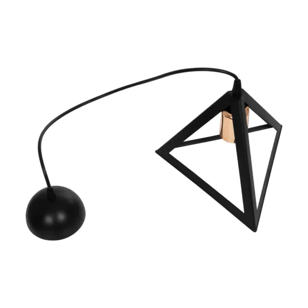 GloboStar® TRIANGLE 203-0161 Μοντέρνο Κρεμαστό Φωτιστικό Καμπάνα Μονόφωτο 1 x E27 IP20 Μάυρο με Χρυσό Πλαστικό - Μ24 x Π24 x Υ86cm - Image 9