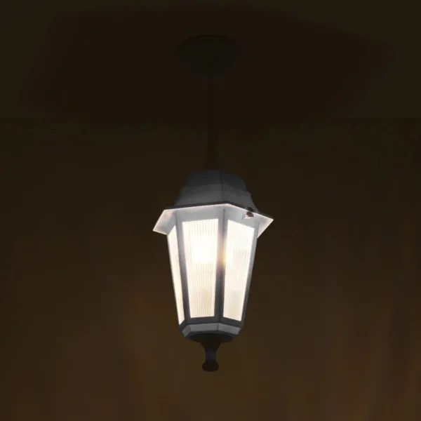GloboStar® VITRO 203-0199 Vintage Κρεμαστό Φωτιστικό Φαναράκι Μονόφωτο 1 x E27 IP44 Λευκό Πλαστικό Σώμα - Μ16 x Π16 x Υ48cm - Image 2