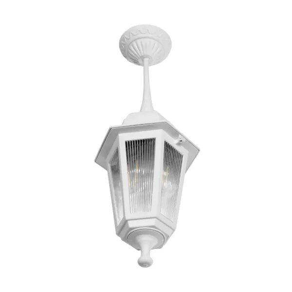 GloboStar® VITRO 203-0199 Vintage Κρεμαστό Φωτιστικό Φαναράκι Μονόφωτο 1 x E27 IP44 Λευκό Πλαστικό Σώμα - Μ16 x Π16 x Υ48cm - Image 4
