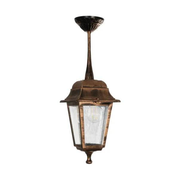 GloboStar® SOLME 203-0214 Vintage Κρεμαστό Φωτιστικό Φαναράκι Μονόφωτο 1 x E27 IP44 Χάλκινο Πλαστικό Σώμα - Μ15 x Π15 x Υ50cm - Image 3