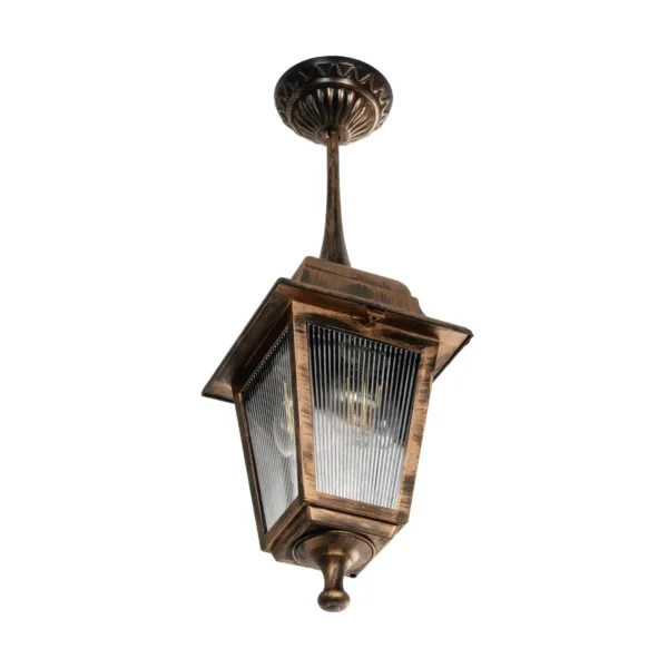 GloboStar® SOLME 203-0214 Vintage Κρεμαστό Φωτιστικό Φαναράκι Μονόφωτο 1 x E27 IP44 Χάλκινο Πλαστικό Σώμα - Μ15 x Π15 x Υ50cm - Image 4