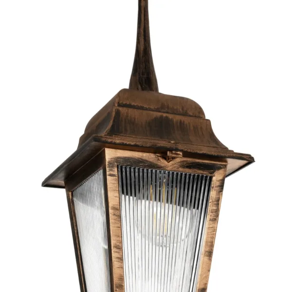 GloboStar® SOLME 203-0214 Vintage Κρεμαστό Φωτιστικό Φαναράκι Μονόφωτο 1 x E27 IP44 Χάλκινο Πλαστικό Σώμα - Μ15 x Π15 x Υ50cm - Image 6
