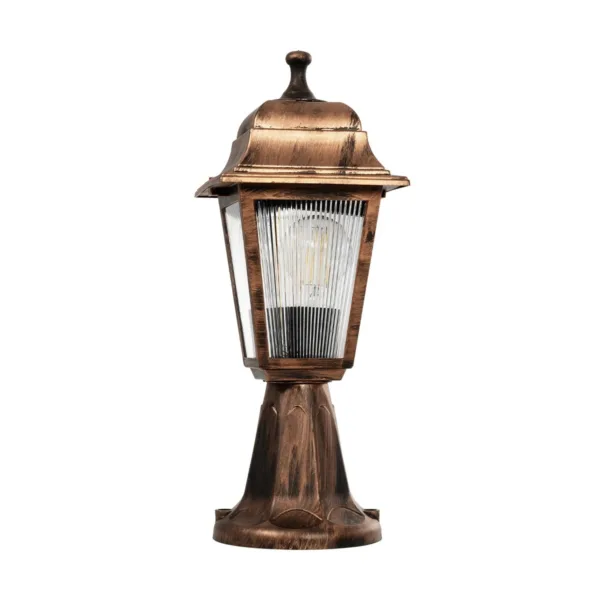 GloboStar® SOLME 203-0215 Vintage Επιδαπέδιο Φωτιστικό Φαναράκι Μονόφωτο 1 x E27 IP44 Χάλκινο Πλαστικό Σώμα - Μ15 x Π15 x Υ38cm - Image 3