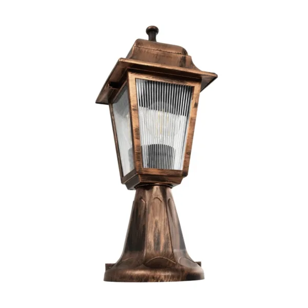 GloboStar® SOLME 203-0215 Vintage Επιδαπέδιο Φωτιστικό Φαναράκι Μονόφωτο 1 x E27 IP44 Χάλκινο Πλαστικό Σώμα - Μ15 x Π15 x Υ38cm - Image 4