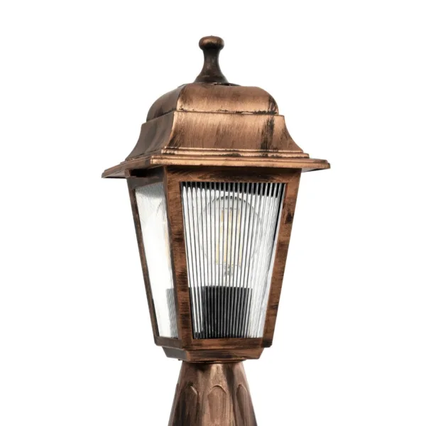 GloboStar® SOLME 203-0215 Vintage Επιδαπέδιο Φωτιστικό Φαναράκι Μονόφωτο 1 x E27 IP44 Χάλκινο Πλαστικό Σώμα - Μ15 x Π15 x Υ38cm - Image 5