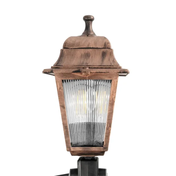 GloboStar® SOLME 203-0218 Vintage Καρφωτό Φωτιστικό Φαναράκι Μονόφωτο 1 x E27 IP44 Χάλκινο Πλαστικό Σώμα - Μ15 x Π15 x Υ50cm - Image 5