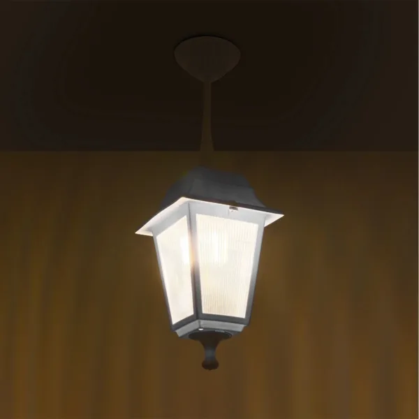 GloboStar® SOLME 203-0219 Vintage Κρεμαστό Φωτιστικό Φαναράκι Μονόφωτο 1 x E27 IP44 Λευκό Πλαστικό Σώμα - Μ15 x Π15 x Υ50cm - Image 2