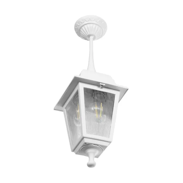 GloboStar® SOLME 203-0219 Vintage Κρεμαστό Φωτιστικό Φαναράκι Μονόφωτο 1 x E27 IP44 Λευκό Πλαστικό Σώμα - Μ15 x Π15 x Υ50cm - Image 4