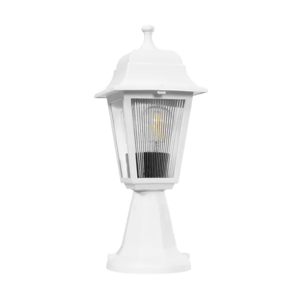 GloboStar® SOLME 203-0220 Vintage Επιδαπέδιο Φωτιστικό Φαναράκι Μονόφωτο 1 x E27 IP44 Λευκό Πλαστικό Σώμα - Μ15 x Π15 x Υ38cm - Image 3