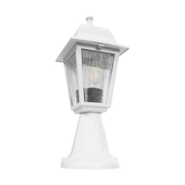 GloboStar® SOLME 203-0220 Vintage Επιδαπέδιο Φωτιστικό Φαναράκι Μονόφωτο 1 x E27 IP44 Λευκό Πλαστικό Σώμα - Μ15 x Π15 x Υ38cm - Image 4