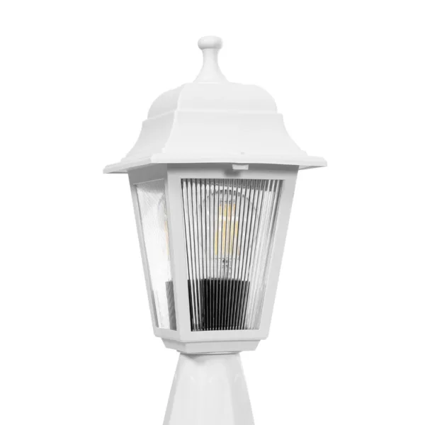 GloboStar® SOLME 203-0220 Vintage Επιδαπέδιο Φωτιστικό Φαναράκι Μονόφωτο 1 x E27 IP44 Λευκό Πλαστικό Σώμα - Μ15 x Π15 x Υ38cm - Image 5