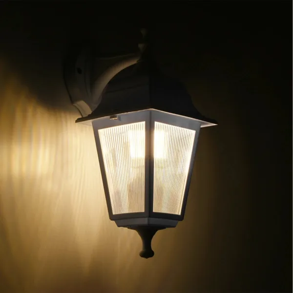 GloboStar® SOLME 203-0221 Vintage Επιτοίχιο Φωτιστικό Φαναράκι Μονόφωτο 1 x E27 IP44 Λευκό Πλαστικό Σώμα - Μ19 x Π15 x Υ35cm - Image 2