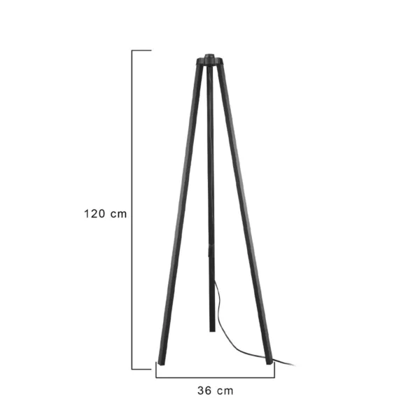 GloboStar® TRIPOD 203-0258 Μοντέρνο Επιδαπέδιο Φωτιστικό Μονόφωτο 1 x E27 IP20 Μαύρο Ξύλο - Μ38 x Π38 x Υ120cm - Image 2