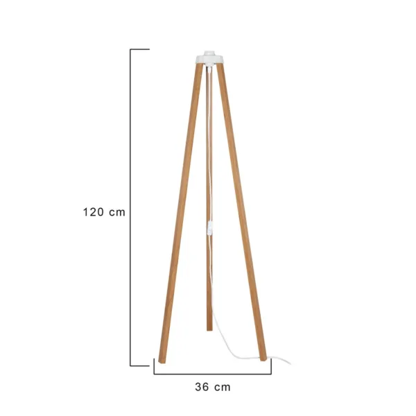 GloboStar® TRIPOD 203-0260 Μοντέρνο Επιδαπέδιο Φωτιστικό Μονόφωτο 1 x E27 IP20 Μπέζ Ξύλο - Μ38 x Π38 x Υ120cm - Image 2
