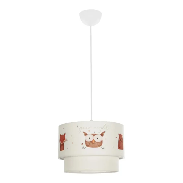 GloboStar® OWL 204-0001 Παιδικό Κρεμαστό Φωτιστικό Φιγούρα Μονόφωτο 1 x E27 IP20 Λευκό Ύφασμα - Μ30 x Π30 x Υ70cm - Image 3