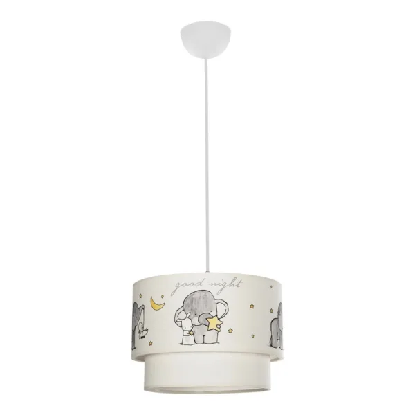 GloboStar® ELEPHANT 204-0002 Παιδικό Κρεμαστό Φωτιστικό Φιγούρα Μονόφωτο 1 x E27 IP20 Λευκό Ύφασμα - Μ30 x Π30 x Υ70cm - Image 3