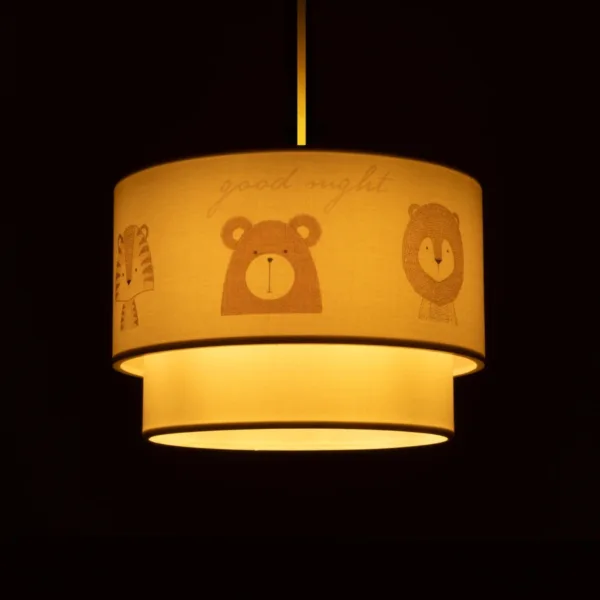 GloboStar® BEAR 204-0003 Παιδικό Κρεμαστό Φωτιστικό Φιγούρα Μονόφωτο 1 x E27 IP20 Λευκό Ύφασμα - Μ30 x Π30 x Υ70cm - Image 2