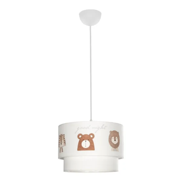 GloboStar® BEAR 204-0003 Παιδικό Κρεμαστό Φωτιστικό Φιγούρα Μονόφωτο 1 x E27 IP20 Λευκό Ύφασμα - Μ30 x Π30 x Υ70cm - Image 3