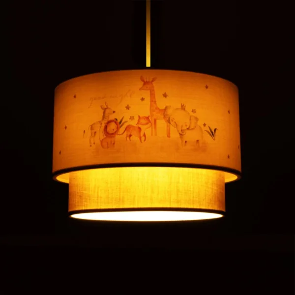 GloboStar® GIRAFFE 204-0008 Παιδικό Κρεμαστό Φωτιστικό Φιγούρα Μονόφωτο 1 x E27 IP20 Λευκό & Γκρι Ύφασμα - Μ30 x Π30 x Υ70cm - Image 2