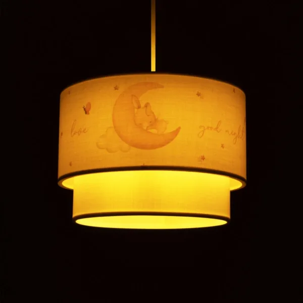 GloboStar® MOON 204-0011 Παιδικό Κρεμαστό Φωτιστικό Φιγούρα Μονόφωτο 1 x E27 IP20 Λευκό Ύφασμα - Μ30 x Π30 x Υ70cm - Image 2