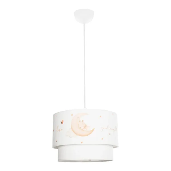 GloboStar® MOON 204-0011 Παιδικό Κρεμαστό Φωτιστικό Φιγούρα Μονόφωτο 1 x E27 IP20 Λευκό Ύφασμα - Μ30 x Π30 x Υ70cm - Image 3