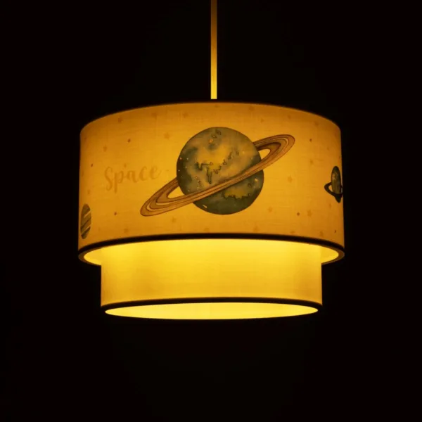 GloboStar® SATURN 204-0012 Παιδικό Κρεμαστό Φωτιστικό Φιγούρα Μονόφωτο 1 x E27 IP20 Λευκό Ύφασμα - Μ30 x Π30 x Υ70cm - Image 2