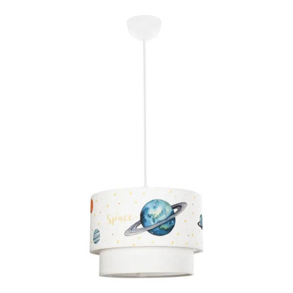 GloboStar® SATURN 204-0012 Παιδικό Κρεμαστό Φωτιστικό Φιγούρα Μονόφωτο 1 x E27 IP20 Λευκό Ύφασμα - Μ30 x Π30 x Υ70cm - Image 3
