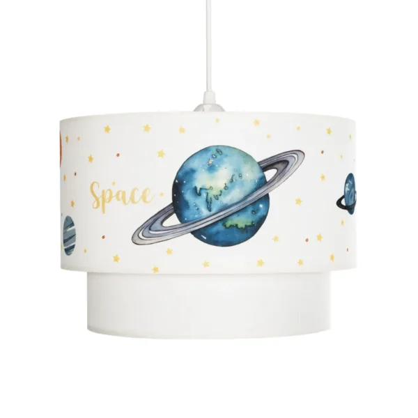 GloboStar® SATURN 204-0012 Παιδικό Κρεμαστό Φωτιστικό Φιγούρα Μονόφωτο 1 x E27 IP20 Λευκό Ύφασμα - Μ30 x Π30 x Υ70cm - Image 4