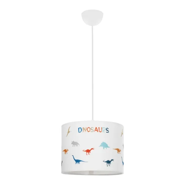 GloboStar® DINO 204-0014 Παιδικό Κρεμαστό Φωτιστικό Φιγούρα Μονόφωτο 1 x E27 IP20 Λευκό Ύφασμα - Μ30 x Π30 x Υ70cm - Image 3