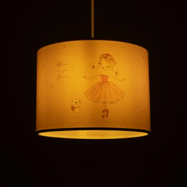 GloboStar® BALLERINA 204-0015 Παιδικό Κρεμαστό Φωτιστικό Φιγούρα Μονόφωτο 1 x E27 IP20 Ροζ Ύφασμα - Μ28 x Π28 x Υ70cm - Image 2