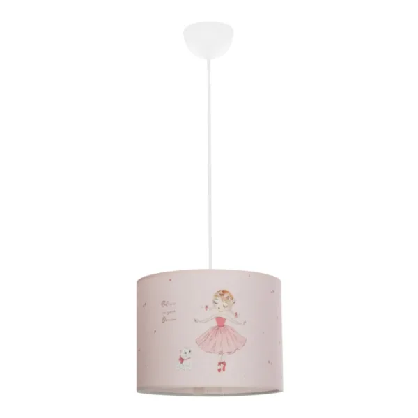 GloboStar® BALLERINA 204-0015 Παιδικό Κρεμαστό Φωτιστικό Φιγούρα Μονόφωτο 1 x E27 IP20 Ροζ Ύφασμα - Μ28 x Π28 x Υ70cm - Image 3