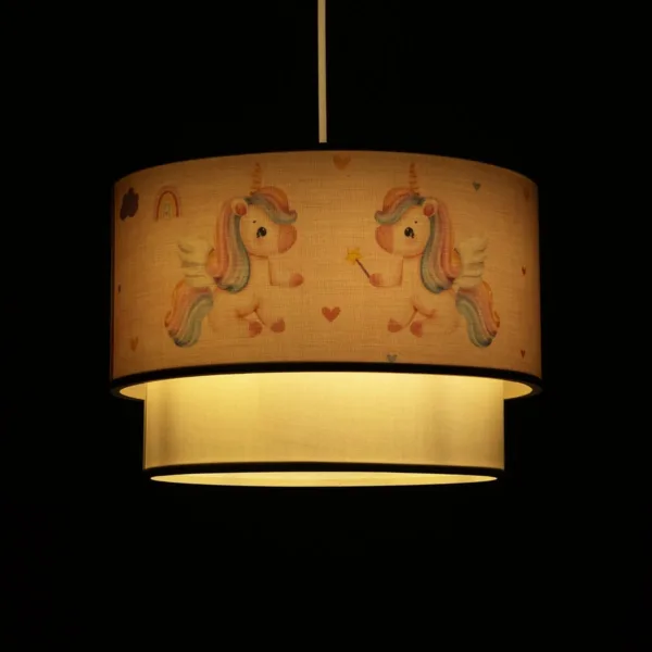 GloboStar® PONY 204-0016 Παιδικό Κρεμαστό Φωτιστικό Φιγούρα Μονόφωτο 1 x E27 IP20 Ροζ Ύφασμα - Μ30 x Π30 x Υ70cm - Image 2