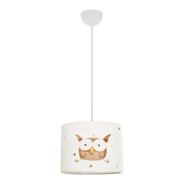 GloboStar® OWL 204-0017 Παιδικό Κρεμαστό Φωτιστικό Φιγούρα Μονόφωτο 1 x E27 IP20 Λευκό Ύφασμα - Μ28 x Π28 x Υ70cm - Image 3